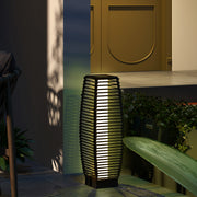 Brown Rattan Solar Floor Lamp 68cm Tall Auto LED Garden Light For Patio Or Pathway