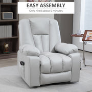 Reclining Massage Armchair with Eight Points and Padded Comfort for Home Office Light Grey