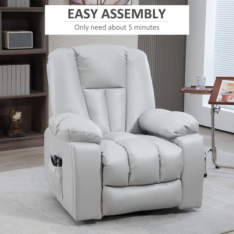 Reclining Massage Armchair with Eight Points and Padded Comfort for Home Office Light Grey