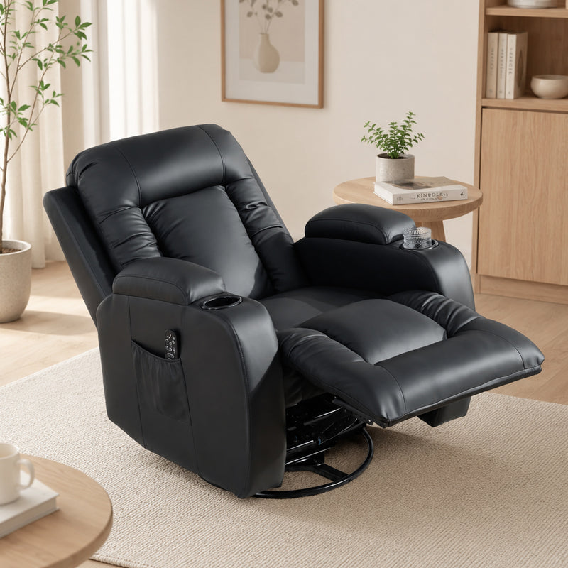 Massage Recliner Armchair with Heat and Remote for Relaxing Evenings at Home Black