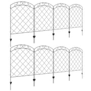 8 Piece Decorative Garden Fence Panels Rustproof Steel Edging for Flower Beds and Pets