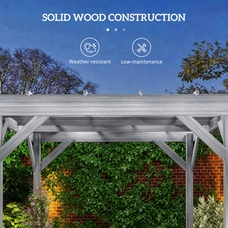 3x3m Grey Wooden Garden Pergola Kit for Shaded Outdoor Relaxing and Climbing Plants Support Outsunny