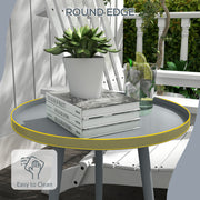 Outsunny Round Garden Coffee Table, Outdoor Side Table with Rounded Steel Edge, Ø40 x 50H cm, Grey AOSOM