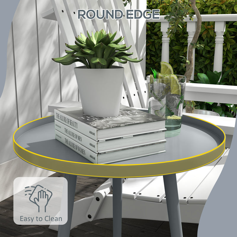 Outsunny Round Garden Coffee Table, Outdoor Side Table with Rounded Steel Edge, Ø40 x 50H cm, Grey AOSOM