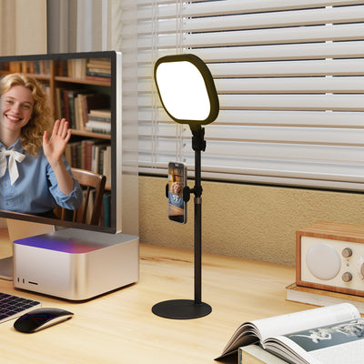 Black Dimmable Selfie Desk Lamp With Phone Holder For Video Calls And Home Office AOSOM