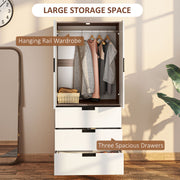 Two Door Wardrobe with Drawers for Bedroom Storage, White and Brown by HOMCOM