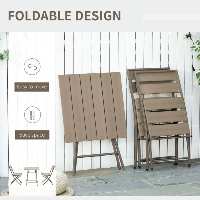 3 Piece Foldable Garden Bistro Set with Table and 2 Chairs for Patio or Balcony Grey by Outsunny