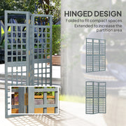 Grey Wooden Folding Garden Privacy Screen with Trellis for Outdoor Spaces Outsunny