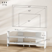 White Corner TV Stand for 47 Inch TV with 2 Open Shelves Ideal for Small Spaces