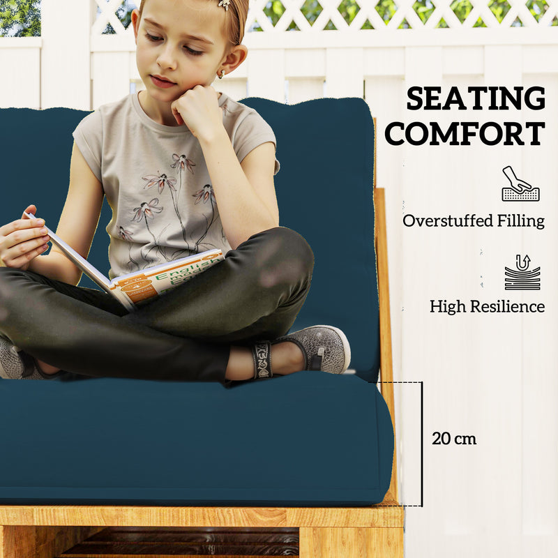 Navy Blue 2 Seater Pallet Furniture Cushions 20 cm Thick UPF20+ Fabric Outdoor Seat Pads by Outsunny