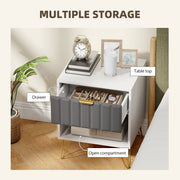 Modern Bedside Table With Drawer And Shelf Storage For Bedroom Organisation White AOSOM