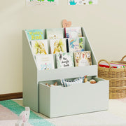 Kids Bookcase with Shelves and Drawer for Bedroom or Playroom Storage Green