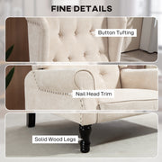 Reclining Vintage Armchair with Footrest for Living Room Comfort 150 Degree Beige