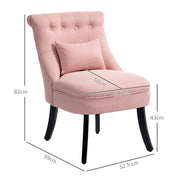 Pink Upholstered Accent Dining Chair With Pillow and Solid Wood Legs by HOMCOM