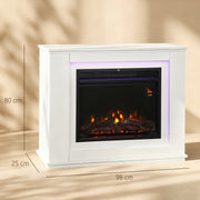Electric Fireplace with Remote Timer and 12 Colour Flame for Living Room Heating White