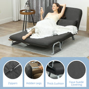 Two Seater Click Clack Sofa Bed Converts to Guest Bed for Small Spaces, Charcoal Grey