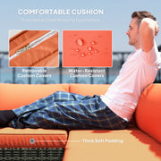 Four Piece Rattan Sofa Set with Cushions in Orange and Grey by Outsunny