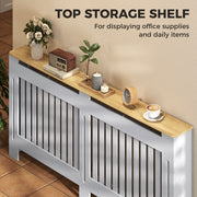 Radiator Cover with Shelf for Extra Storage and Safety Slatted Front Grey Homcom