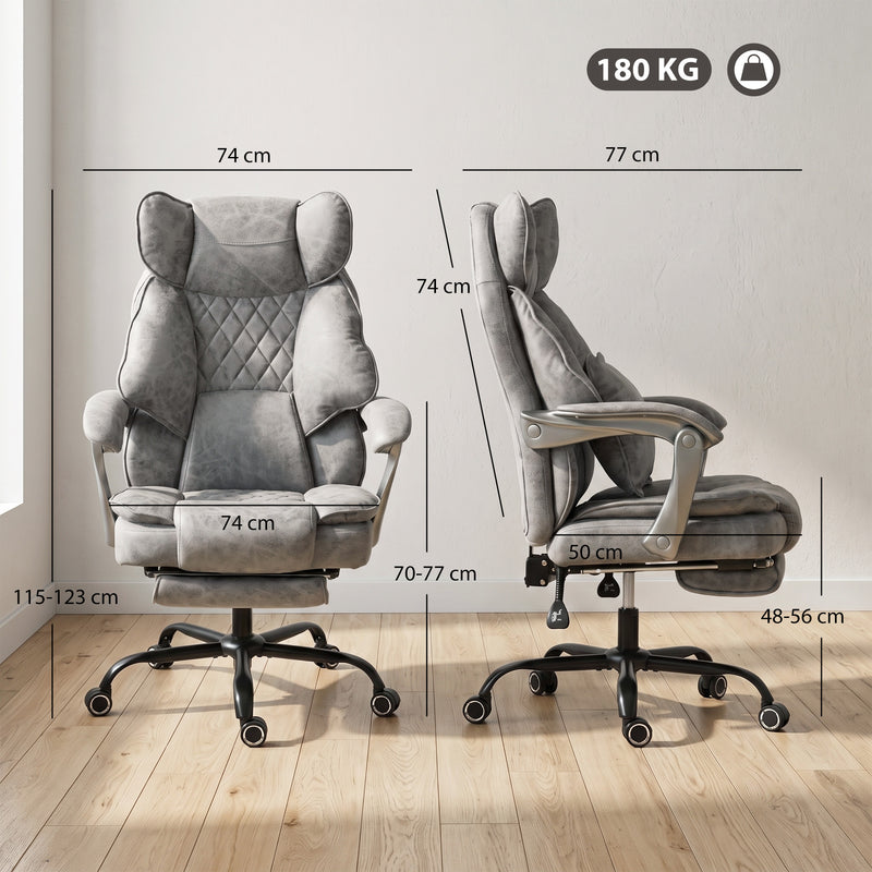 Office Chair for Big and Tall Adults with Wide Seat and Reclining Back Support Grey