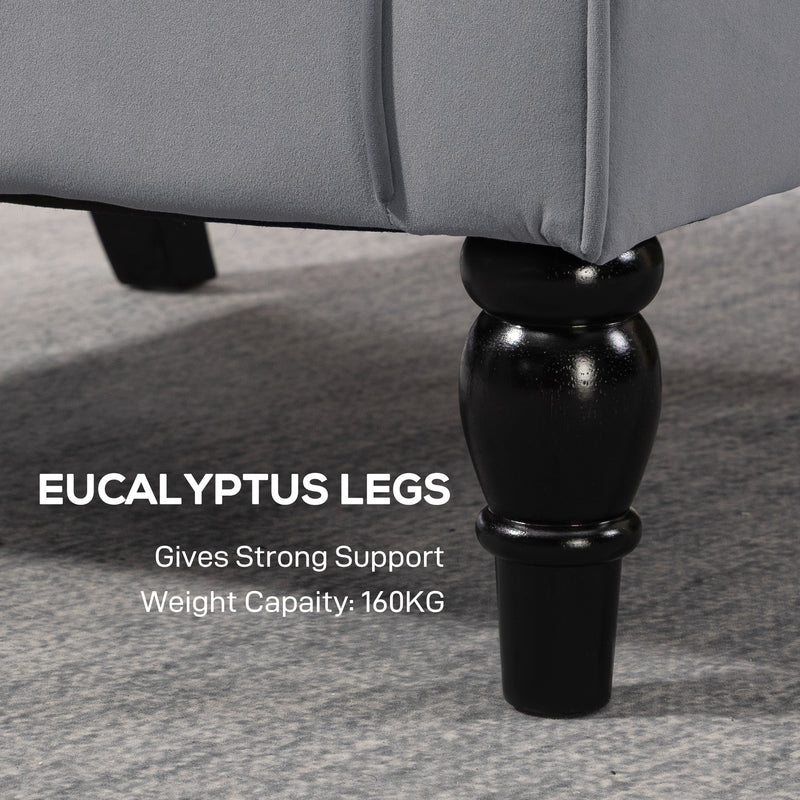 Retro Wingback Accent Chair With Button Tufted Backrest For Living Room Comfort Light Grey