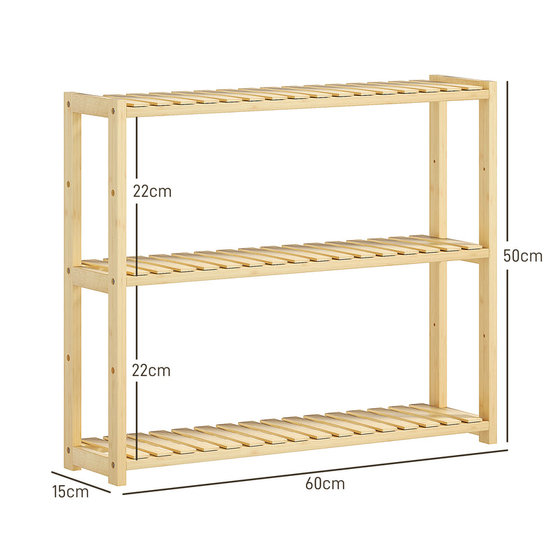 Three Tier Bamboo Bathroom Storage Rack Natural Finish by HOMCOM