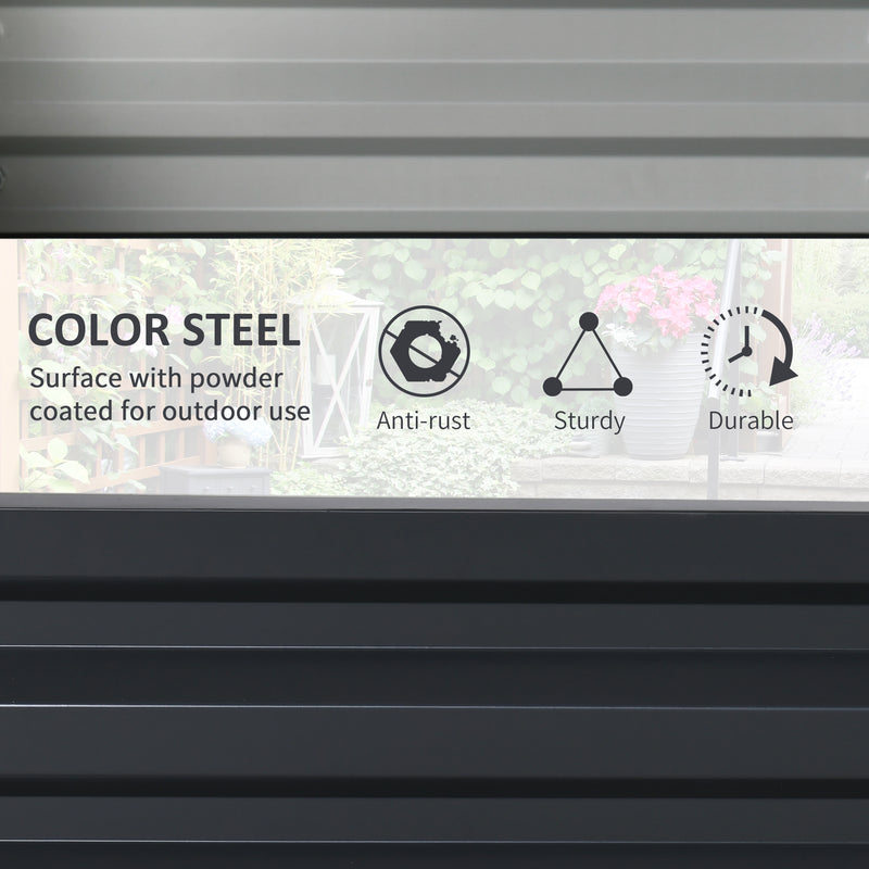 Set of Two Grey Steel Garden Planter Boxes 60 x 60cm for Outdoor Flowers and Herbs