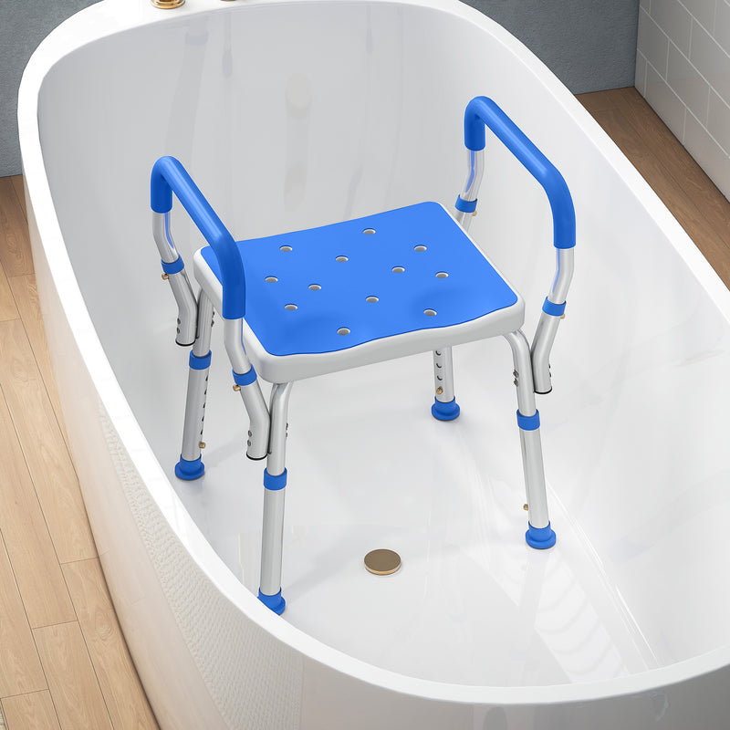 Adjustable Aluminium Bath Seat with Backrest for Elderly or Disabled Support White