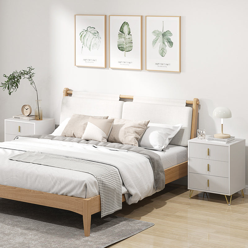 Set of 2 Three Drawer Chests with Elegant Design for Bedroom Storage White Gold Tone