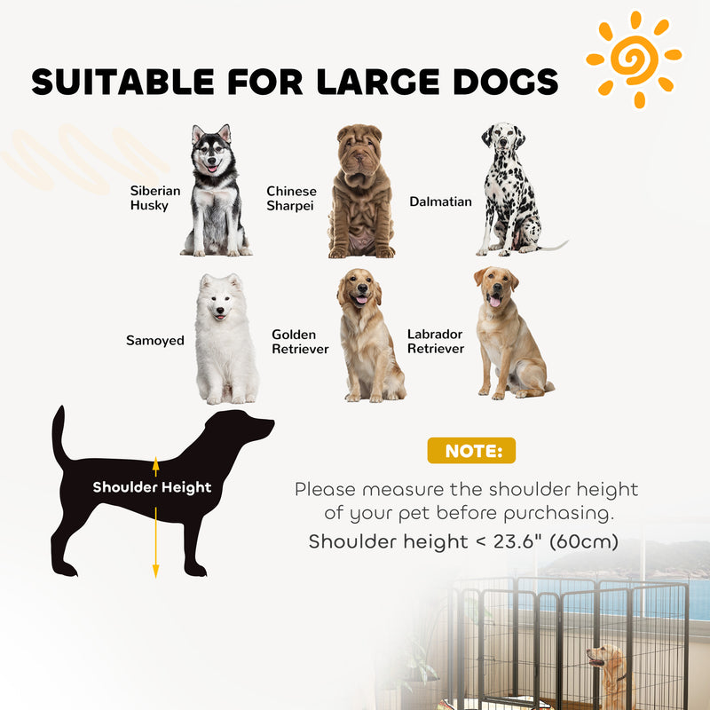 8 Panel Heavy Duty Dog Playpen with Door for Large Dogs 100cm High Indoor Outdoor by PawHut