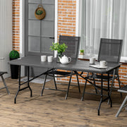 Folding 6 Seater Rectangular Garden Dining Table with HDPE Top and Steel Frame Charcoal Grey by Outsunny