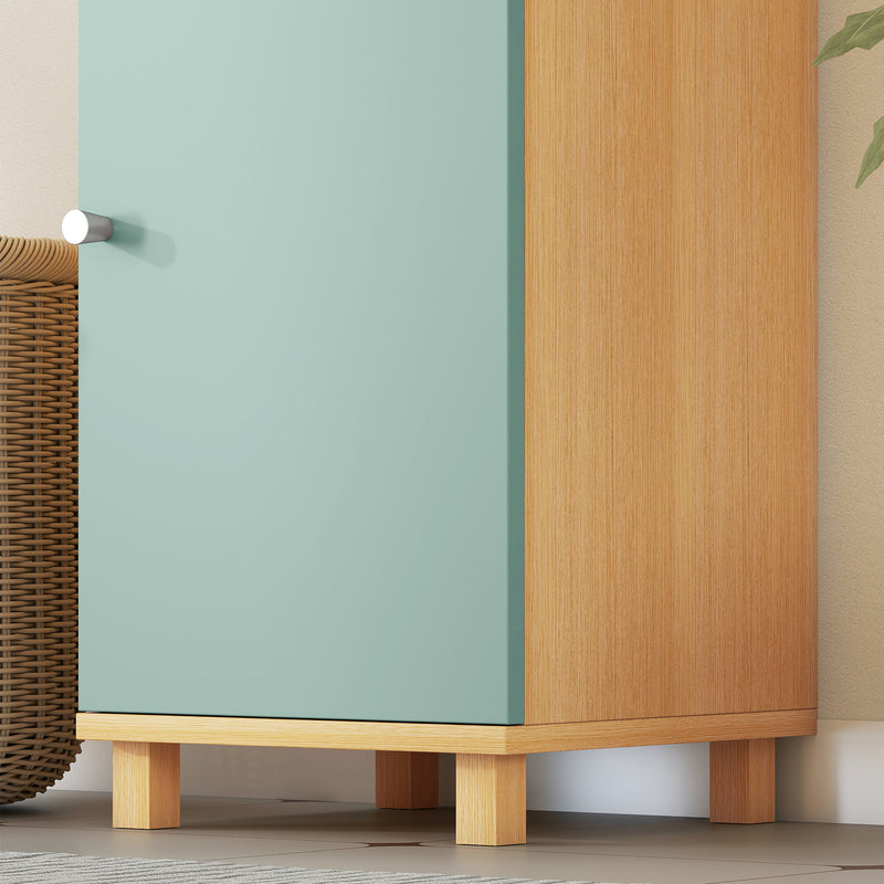 Bathroom Storage Cabinet With Adjustable Shelves and Open Display for Organising, Green AOSOM