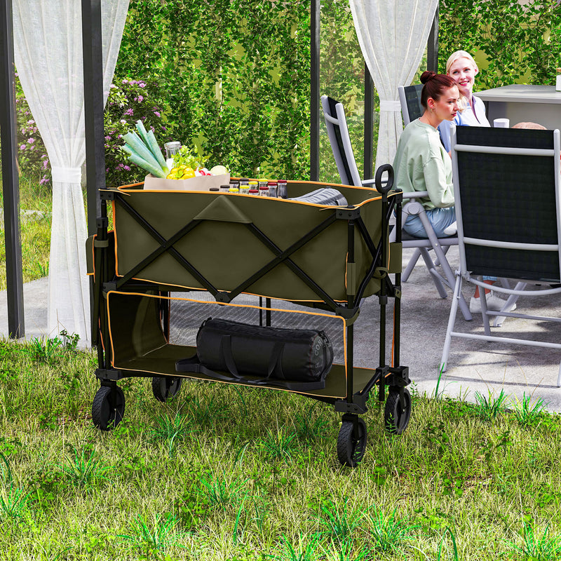 Grey Double Decker Folding Trolley Wagon 200kg Capacity for Camping and Festivals