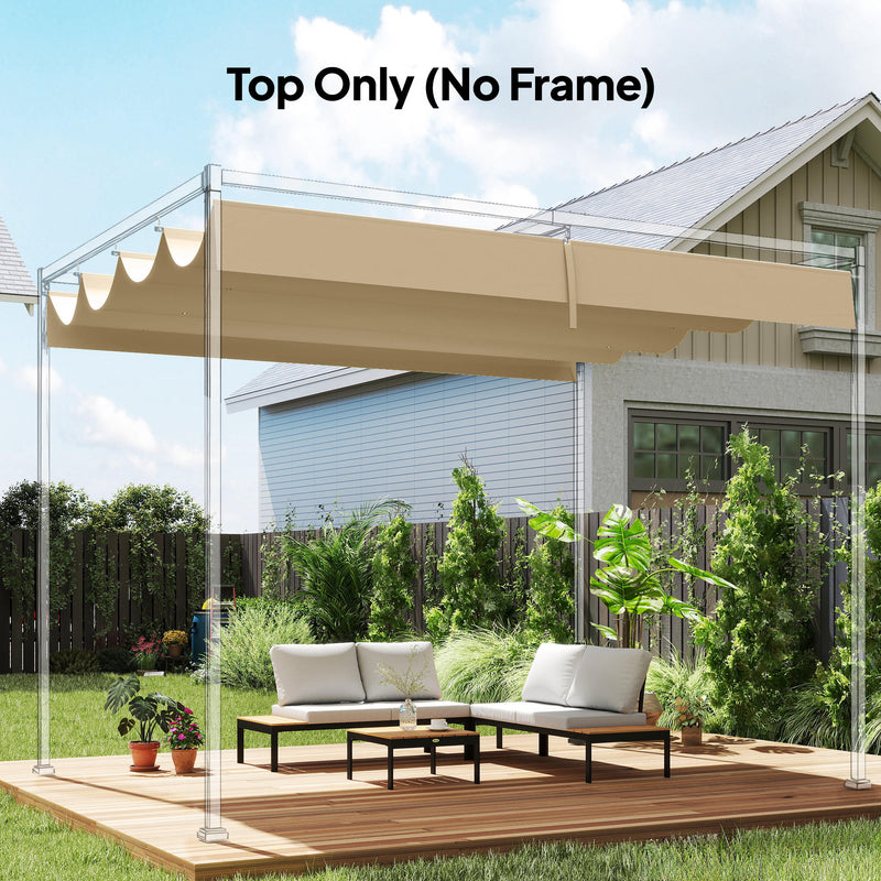 Retractable Replacement Canopy Cover for 4 x 3 m Garden Pergola UV30 Plus Protection Khaki Outsunny