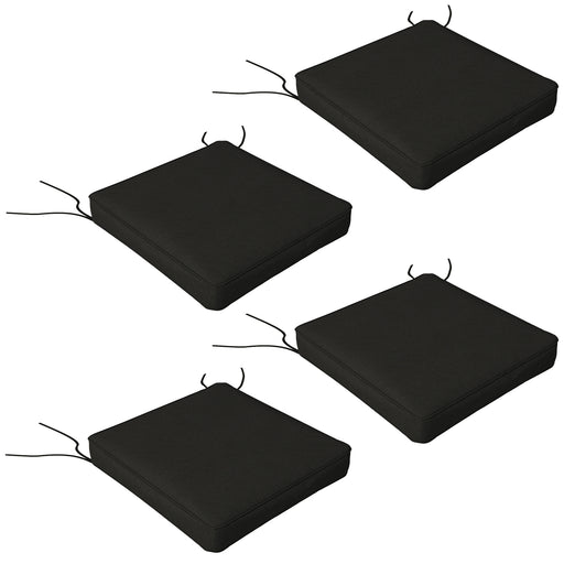 Black 4 Piece Outdoor Chair Cushion Set With Ties Ideal For Garden Or Patio Seating