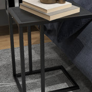 C Shape Bedside Table with Wood Effect Top Ideal for Small Spaces or Sofa Side, Black
