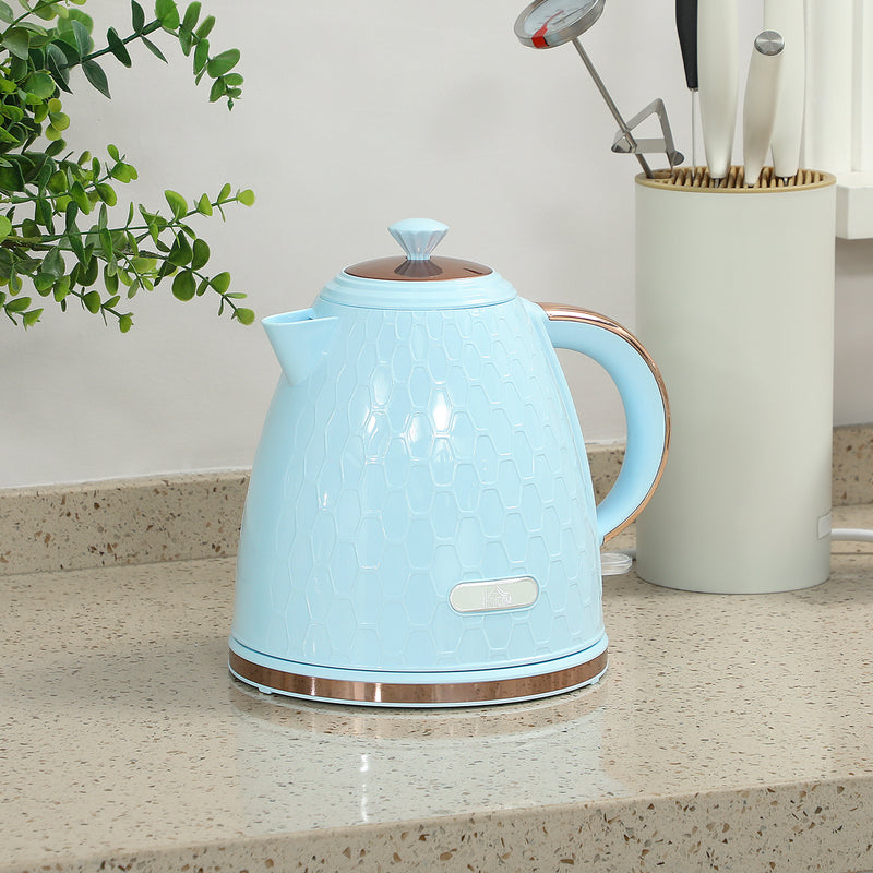 3kW Rapid Boil Electric Kettle With Honeycomb Design Ideal For Kitchens, Light Blue
