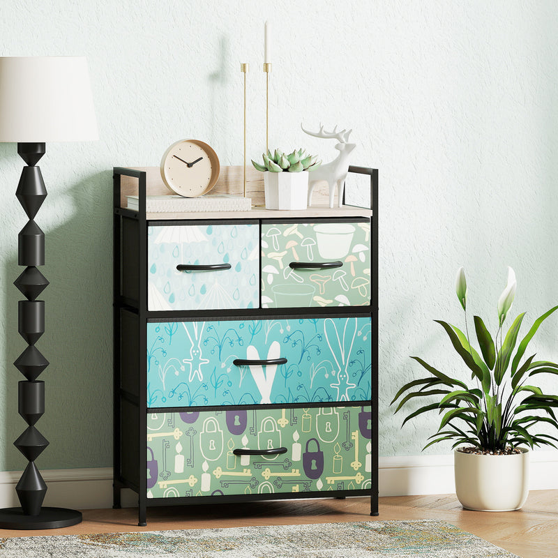 4 Drawer Bedroom Chest of Drawers With Spacious Storage For Clothes and Toys, Blue