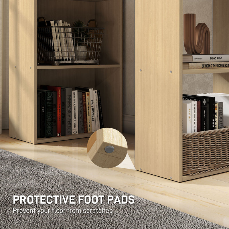 120cm Modern Computer Desk with 6 Shelves Natural Wood Finish by HOMCOM