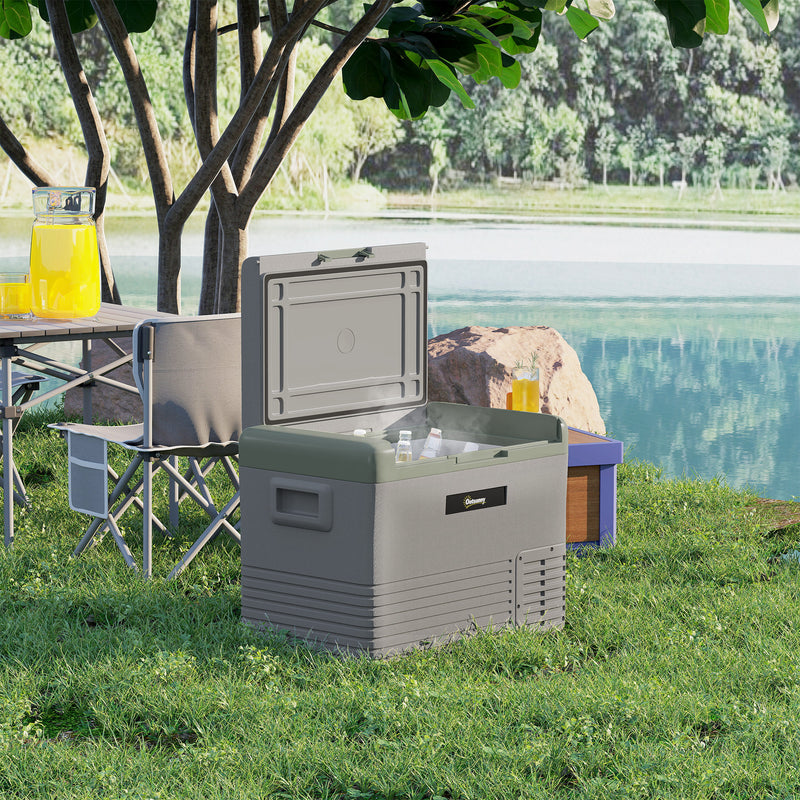 40L Portable Car Fridge Freezer with Dual Zone and LCD Display Light Green by Outsunny AOSOM