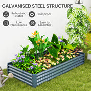 Silver 180 x 90cm Galvanised Steel Raised Garden Planter for Vegetables by Outsunny