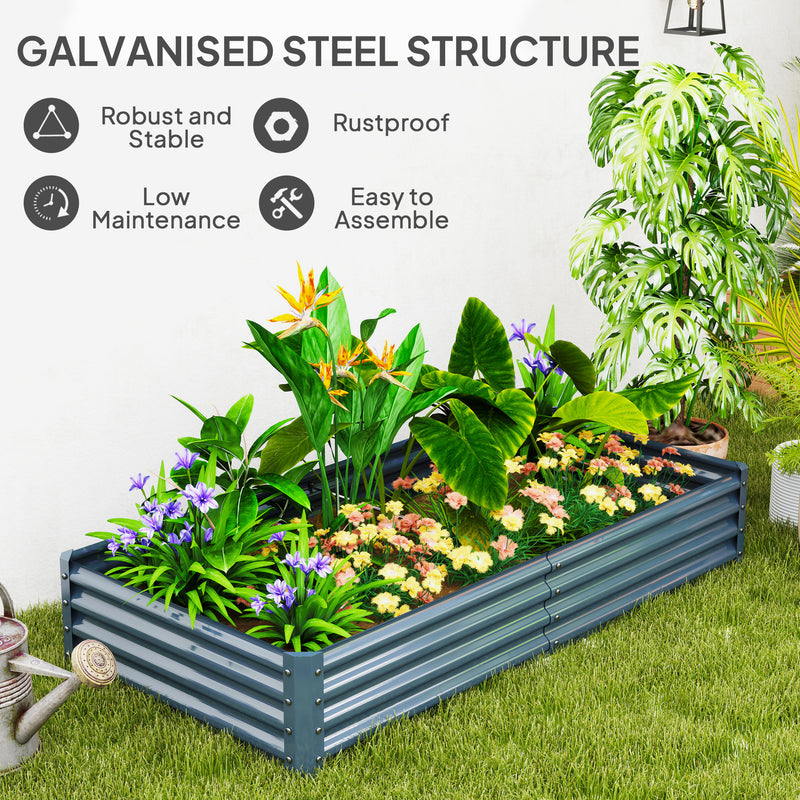 Silver 180 x 90cm Galvanised Steel Raised Garden Planter for Vegetables by Outsunny