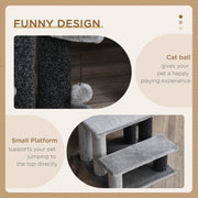 3 Step Pet Stairs with Scratching Posts and Toy Ball for Cats and Small Dogs Grey