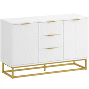 Modern Sideboard with 3 Drawers and Adjustable Shelves for Living Room Storage White