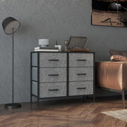 Black 6 Drawer Chest of Drawers with Steel Frame and Wooden Top for Bedroom and Nursery by HOMCOM