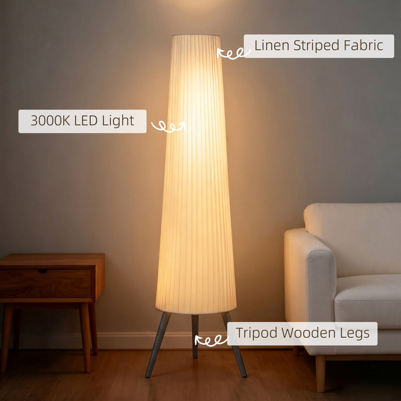 Floor Lamp with 3-Level Dimming for Relaxing or Reading in Living Room or Bedroom White Homcom