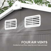 7x4ft Garden Storage Shed with Lockable Double Doors and Foundation Kit Light Grey by Outsunny