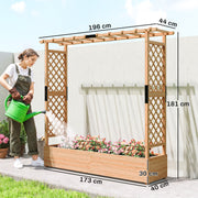 Large Wooden Garden Planter With Trellis Ideal for Climbing Plants Fir Wood Brown Outsunny