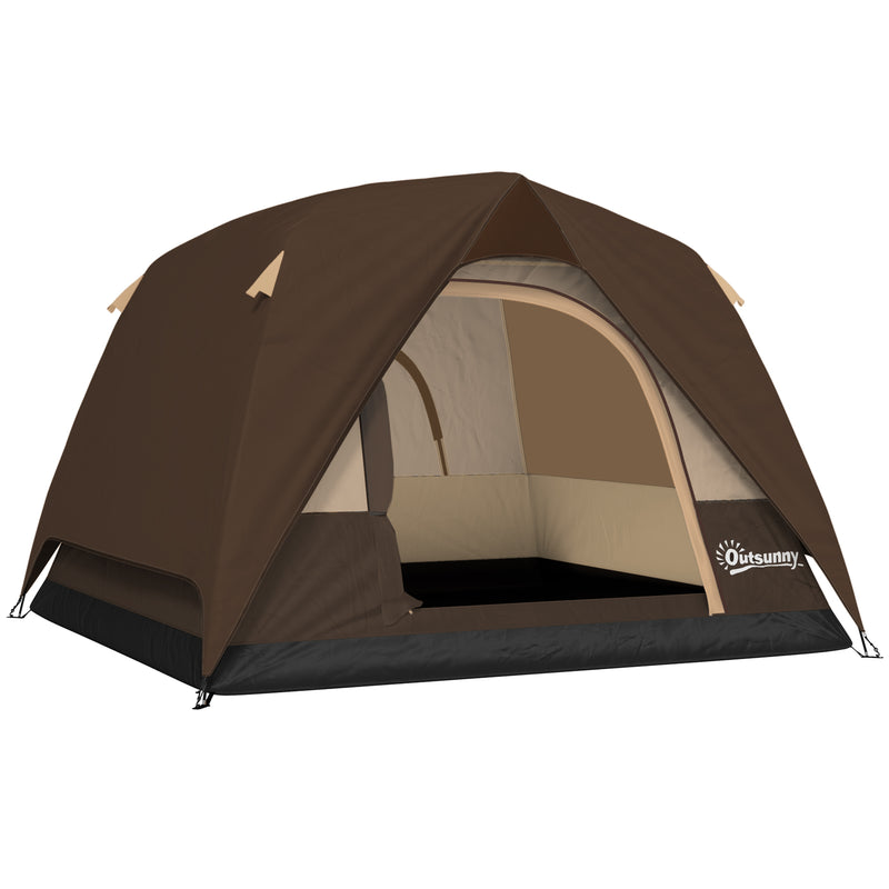 Dome Camping Tent for 3 People Quick Setup Waterproof Shelter with Carry Bag Brown Khaki