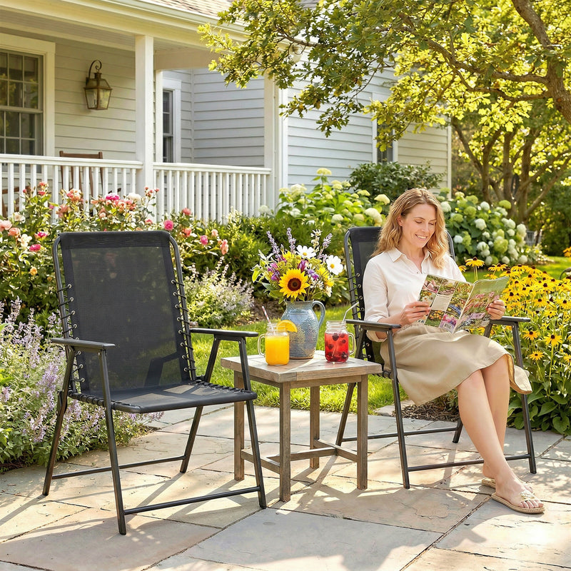 Folding Garden Chairs Set of 2 for Relaxed Outdoor Seating Easy Storage Outsunny