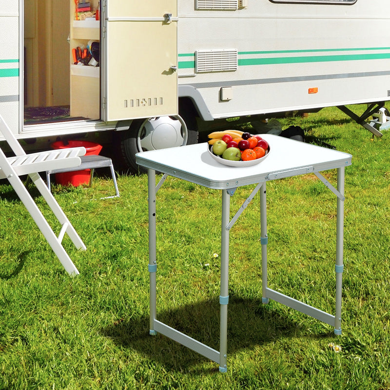 Folding Picnic Table with Adjustable Height for Outdoor Snacks and Drinks Silver